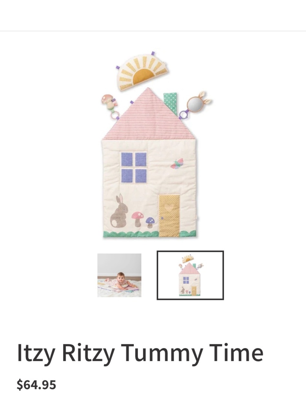 Itzy Ritzy Pastel House Tummy Time Mat with Sun Toy